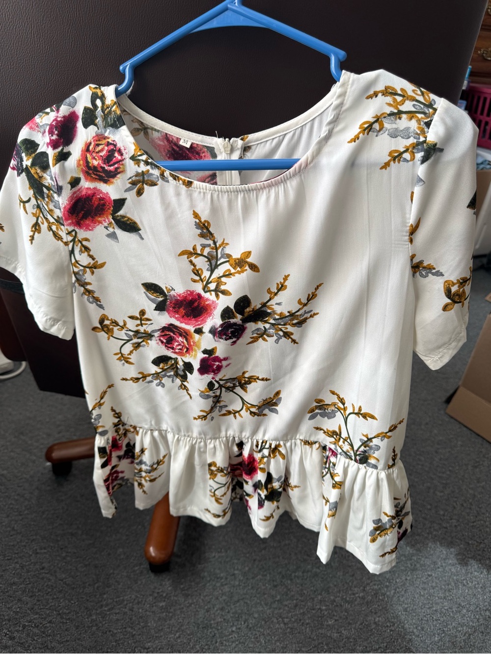 Floral Peplum Short-Sleeve Top